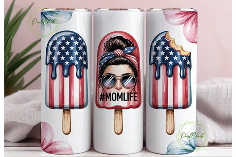 Patriotic Popsicle Mom 20oz Tumbler Sublimation PixelChick 