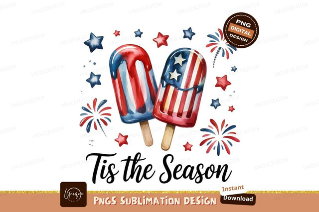 Patriotic Popsicles Watercolor Fourth Of July Sublimation Designangry 