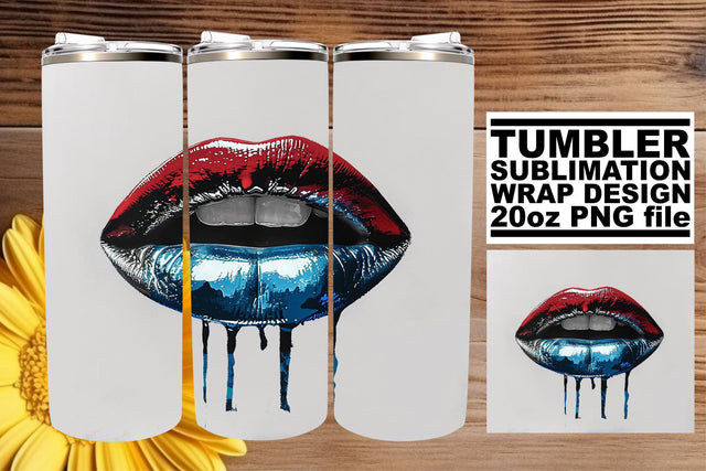 Patriotic Pout: 3D Lips Tumbler Sublimation Sublimation afrosvg 