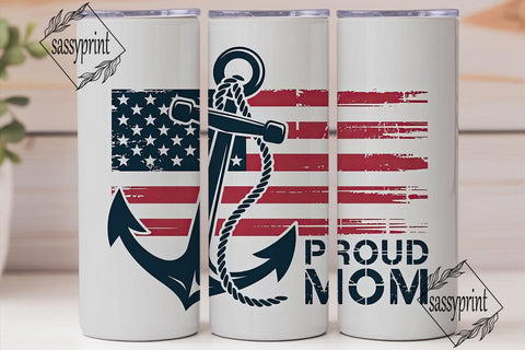 Patriotic Proud Mom 20oz Tumbler Wrap Sublimation sassyprint 