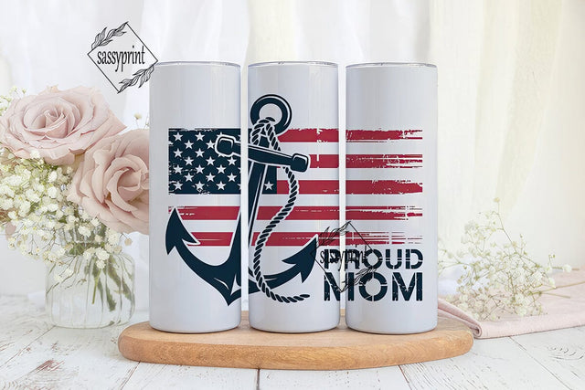 Patriotic Proud Mom 20oz Tumbler Wrap Sublimation sassyprint 