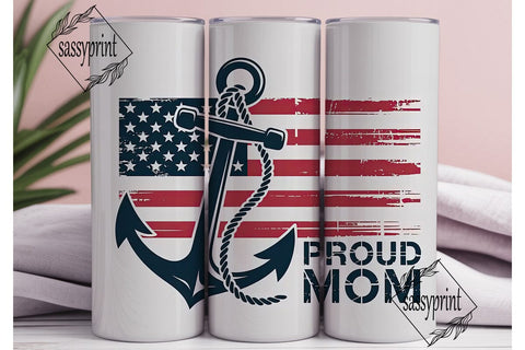 Patriotic Proud Mom 20oz Tumbler Wrap Sublimation sassyprint 