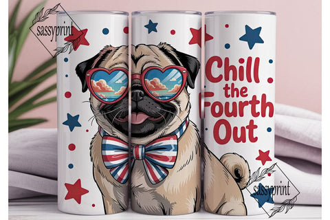 Patriotic Pug 20oz Tumbler Wrap Sublimation sassyprint 