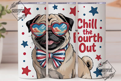 Patriotic Pug 20oz Tumbler Wrap Sublimation sassyprint 