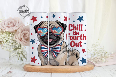 Patriotic Pug 20oz Tumbler Wrap Sublimation sassyprint 