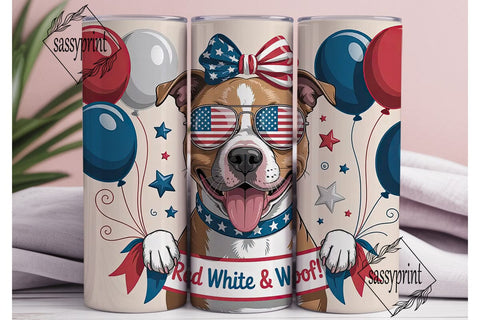 Patriotic Pup 20oz Tumbler Wrap Sublimation sassyprint 
