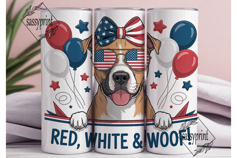 Patriotic Pup 20oz Tumbler Wrap Sublimation sassyprint 