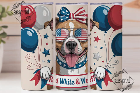Patriotic Pup 20oz Tumbler Wrap Sublimation sassyprint 