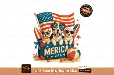Patriotic pups celebrate independence day dogs puppies Sublimation Designangry 