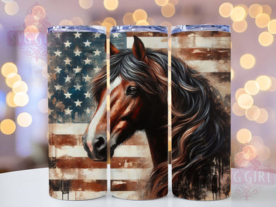 Patriotic Quarter Horse Tumbler, American Flag Horse Tumbler, Patriotic Horse Tumbler, 20oz Tumbler Sublimation, USA Western Tumbler, Digital Tumbler Wrap, Country Horse Tumbler Sublimation SvggirlplusArt 
