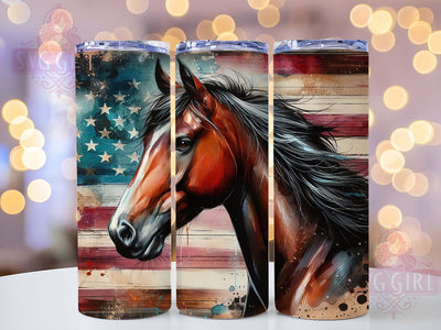 Patriotic Quarter Horse Tumbler, American Flag Horse Tumbler, Patriotic Horse Tumbler, 20oz Tumbler Sublimation, USA Western Tumbler, Digital Tumbler Wrap, Country Horse Tumbler Sublimation SvggirlplusArt 