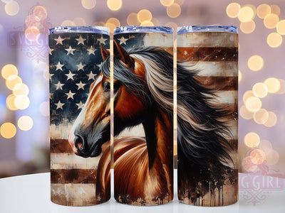 Patriotic Quarter Horse Tumbler, American Flag Horse Tumbler, Patriotic Horse Tumbler, 20oz Tumbler Sublimation, USA Western Tumbler, Digital Tumbler Wrap, Country Horse Tumbler Sublimation SvggirlplusArt 