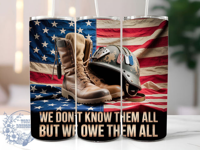 Patriotic Quote 20oz Tumbler, Military Tribute Art, Sublimation Tumbler Wrap, 20oz Tumbler, USA Flag Theme, Independence Day Gift, Honor Veterans Keepsake Sublimation ToriDesigns 