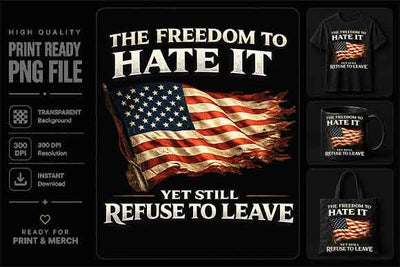 Patriotic Quote PNG American Flag Freedom Design Digital Download SVG BillahCrafts 