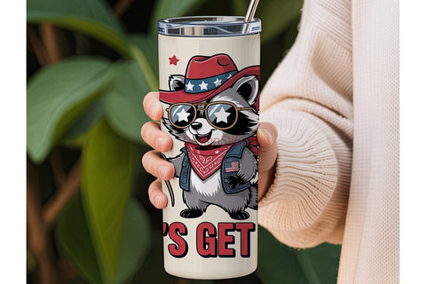 Patriotic Raccoon 20oz Tumbler Wrap Sublimation DesignSVG 