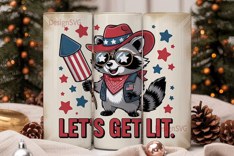 Patriotic Raccoon 20oz Tumbler Wrap Sublimation DesignSVG 