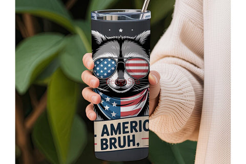 Patriotic Raccoon 20oz Tumbler Wrap Sublimation DesignSVG 