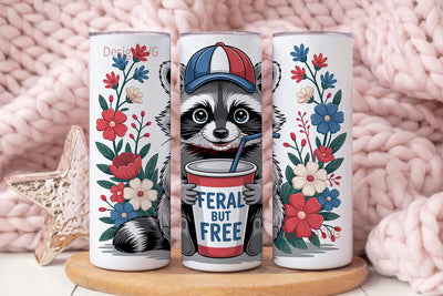 Patriotic Raccoon 20oz Tumbler Wrap Sublimation DesignSVG 