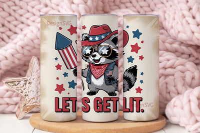 Patriotic Raccoon 20oz Tumbler Wrap Sublimation DesignSVG 