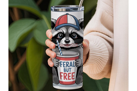 Patriotic Raccoon 20oz Tumbler Wrap Sublimation DesignSVG 