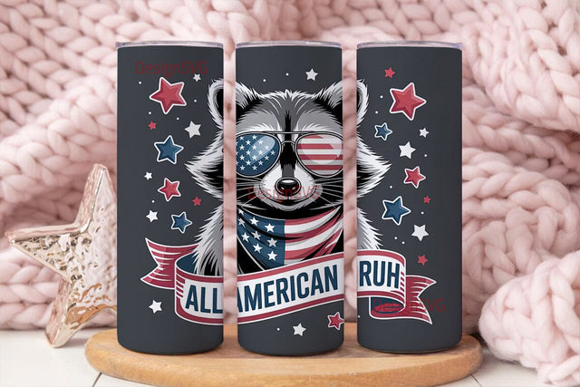 Patriotic Raccoon 20oz Tumbler Wrap Sublimation DesignSVG 