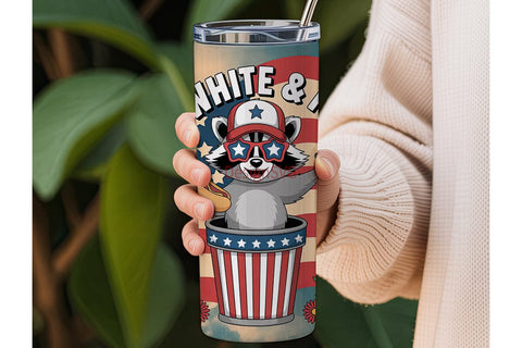 Patriotic Raccoon 20oz Tumbler Wrap Sublimation DesignSVG 