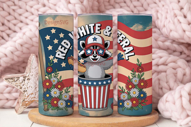 Patriotic Raccoon 20oz Tumbler Wrap Sublimation DesignSVG 