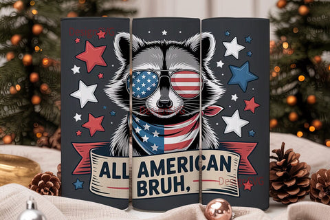 Patriotic Raccoon 20oz Tumbler Wrap Sublimation DesignSVG 