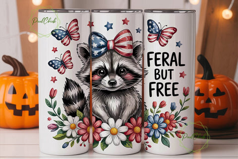 Patriotic Raccoon 20oz Tumbler Wrap Sublimation PixelChick 
