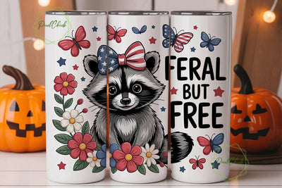 Patriotic Raccoon 20oz Tumbler Wrap Sublimation PixelChick 