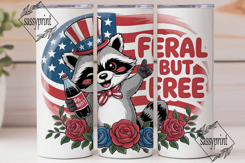 Patriotic Raccoon 20oz Tumbler Wrap Sublimation sassyprint 