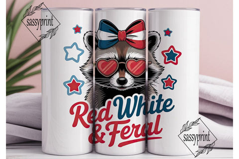 Patriotic Raccoon 20oz Tumbler Wrap Sublimation sassyprint 