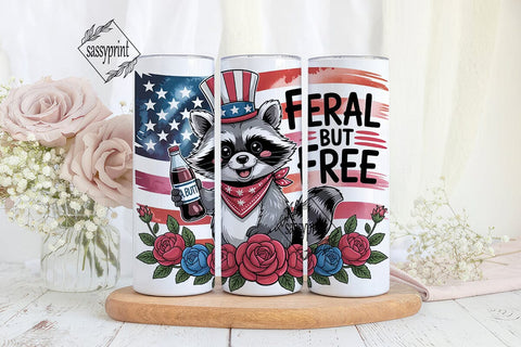 Patriotic Raccoon 20oz Tumbler Wrap Sublimation sassyprint 