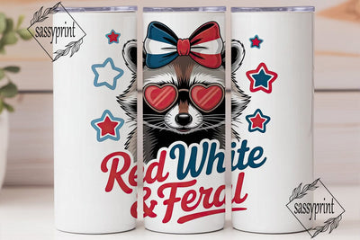 Patriotic Raccoon 20oz Tumbler Wrap Sublimation sassyprint 