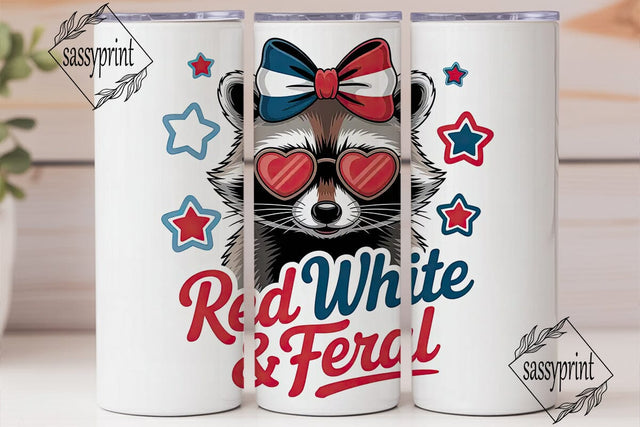 Patriotic Raccoon 20oz Tumbler Wrap Sublimation sassyprint 