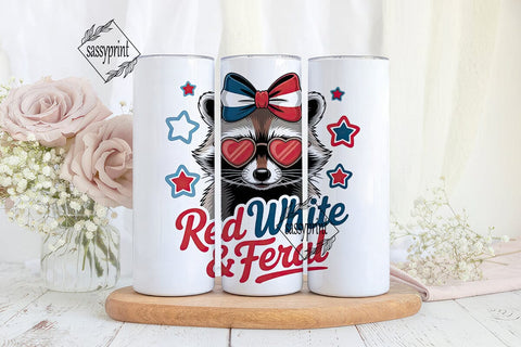 Patriotic Raccoon 20oz Tumbler Wrap Sublimation sassyprint 