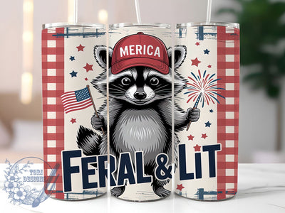 Patriotic Raccoon 4th of July Funny USA Tumbler, Feral Raccoon Wrap, Lit Raccoon Sublimation, 20oz Tumbler Design, 4th Of July Raccoon, Funny Animal Tumbler, USA Raccoon Wrap Sublimation ToriDesigns 