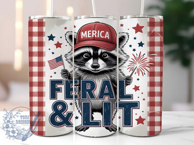 Patriotic Raccoon 4th of July Funny USA Tumbler, Feral Raccoon Wrap, Lit Raccoon Sublimation, 20oz Tumbler Design, 4th Of July Raccoon, Funny Animal Tumbler, USA Raccoon Wrap Sublimation ToriDesigns 