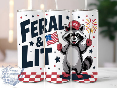 Patriotic Raccoon 4th of July Funny USA Tumbler, Feral Raccoon Wrap, Lit Raccoon Sublimation, 20oz Tumbler Design, 4th Of July Raccoon, Funny Animal Tumbler, USA Raccoon Wrap Sublimation ToriDesigns 