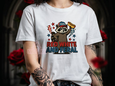 Patriotic Raccoon Fun T-Shirt PNG, Patriotic Raccoon, Americana Style, Cartoon Animal, Sublimation PNG, Independence Day, Funny Wildlife Sublimation SvggirlplusArt 