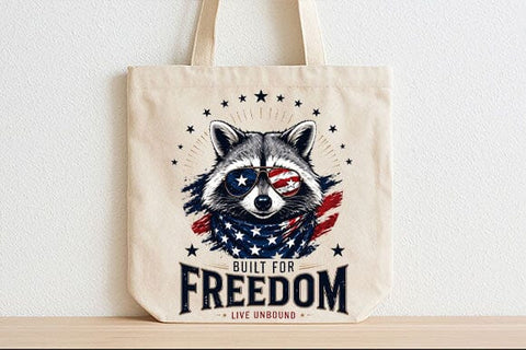 Patriotic Raccoon PNG Built For Freedom Sublimation Design SVG BillahCrafts 