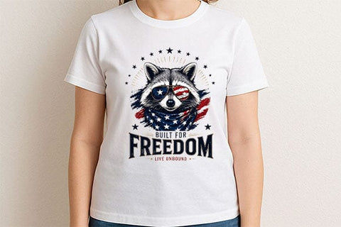 Patriotic Raccoon PNG Built For Freedom Sublimation Design SVG BillahCrafts 