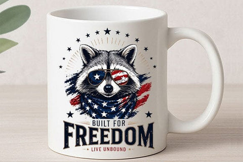 Patriotic Raccoon PNG Built For Freedom Sublimation Design SVG BillahCrafts 