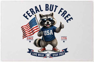 Patriotic Raccoon PNG Feral But Free Americana Sublimation Design SVG BillahCrafts 