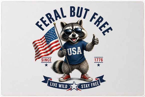 Patriotic Raccoon PNG Feral But Free Americana Sublimation Design SVG BillahCrafts 