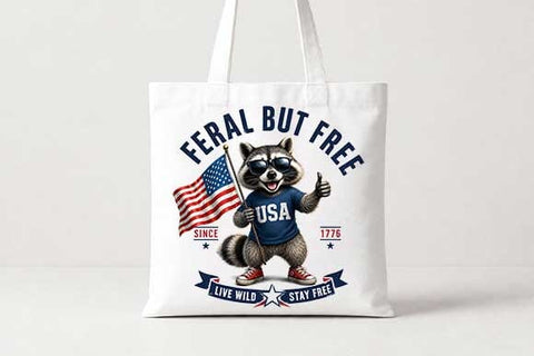 Patriotic Raccoon PNG Feral But Free Americana Sublimation Design SVG BillahCrafts 