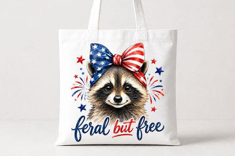 Patriotic Raccoon PNG Feral But Free Funny Americana Sublimation Design SVG BillahCrafts 