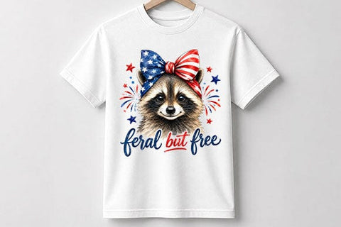 Patriotic Raccoon PNG Feral But Free Funny Americana Sublimation Design SVG BillahCrafts 