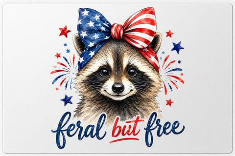 Patriotic Raccoon PNG Feral But Free Funny Americana Sublimation Design SVG BillahCrafts 