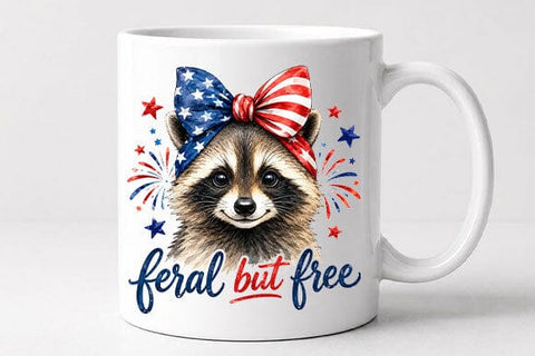 Patriotic Raccoon PNG Feral But Free Funny Americana Sublimation Design SVG BillahCrafts 